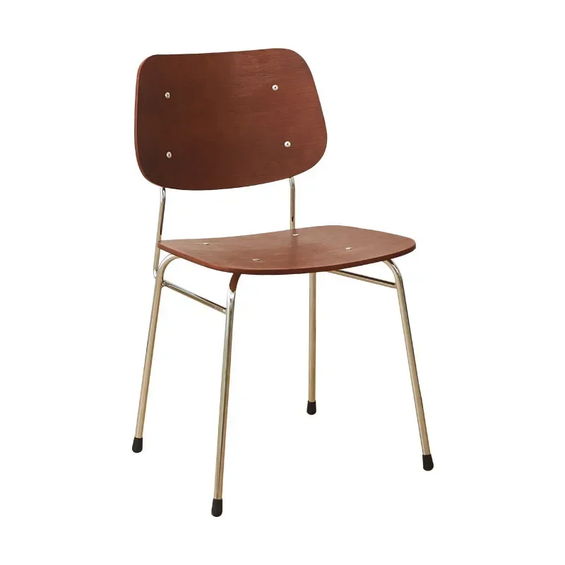 Nordic restaurant solid wood retro dining home living room dining table back chair simple designer wrought iron desk chair