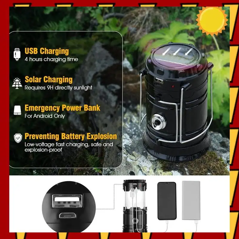 

ABNP 4Pc Solar-Powered Camping Lights With USB Charging, Waterproof And Portable For Both Indoor And Outdoor Emergencies