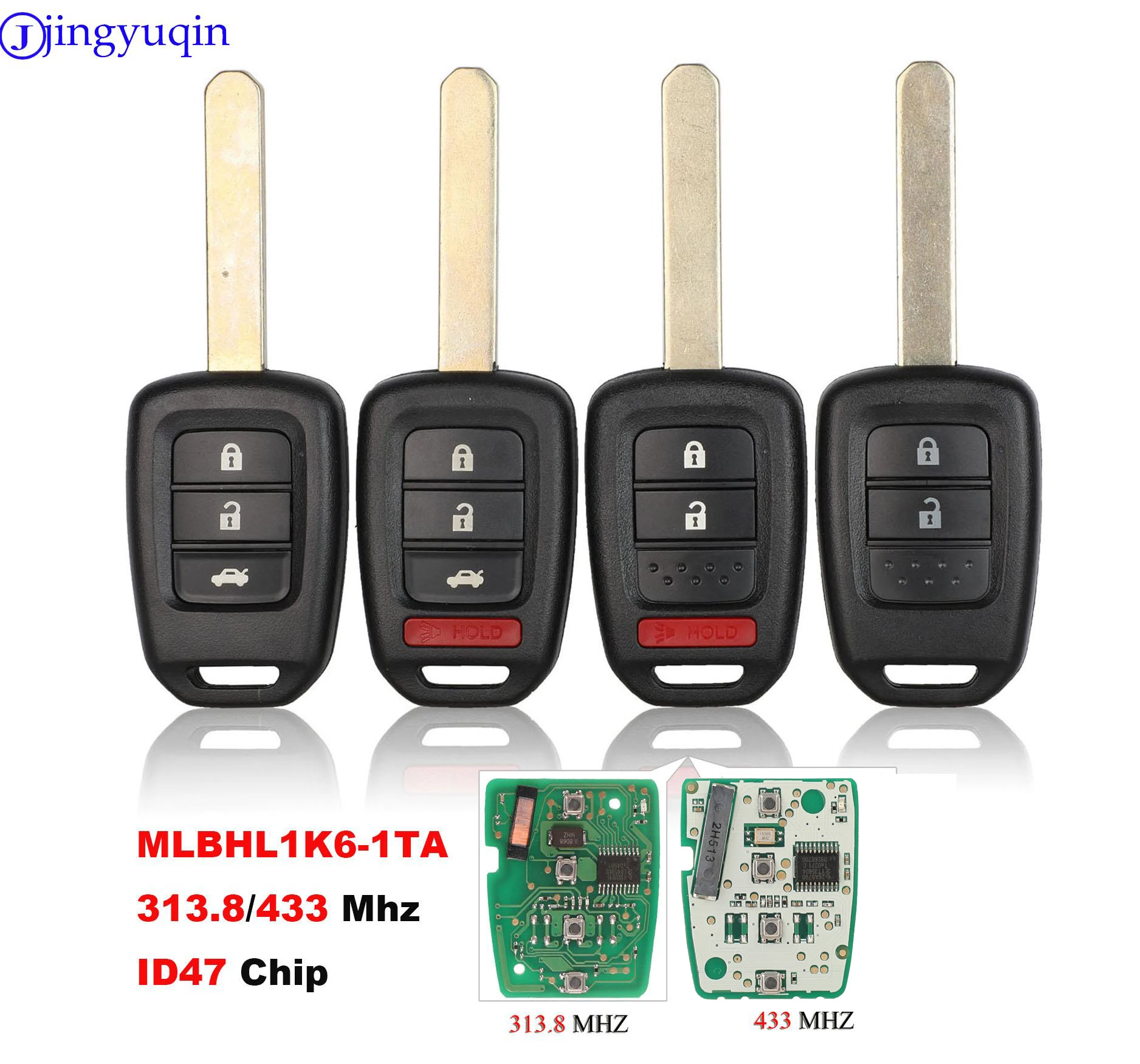 Jingyuqin-llave de coche con Chip PCF7961, mando a distancia para 2013-2015 Honda CRV 2013-2017 Accord Civic Fit MLBHLIK6-1TA ID47 313,8/433 Mhz
