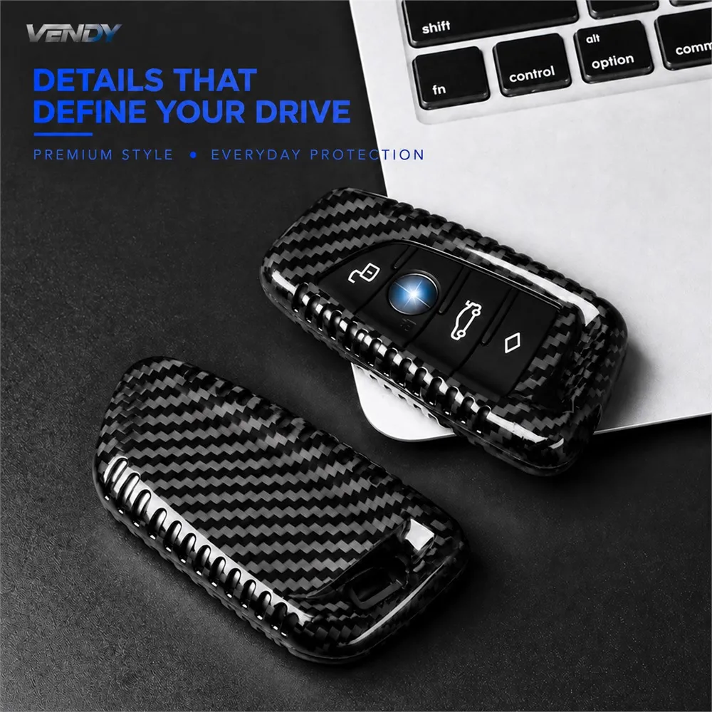 Real Carbon Fiber Car Key Case Cover Protector Shell For BMW G87 M2 G22 G42 Key Fob Interior Accessories