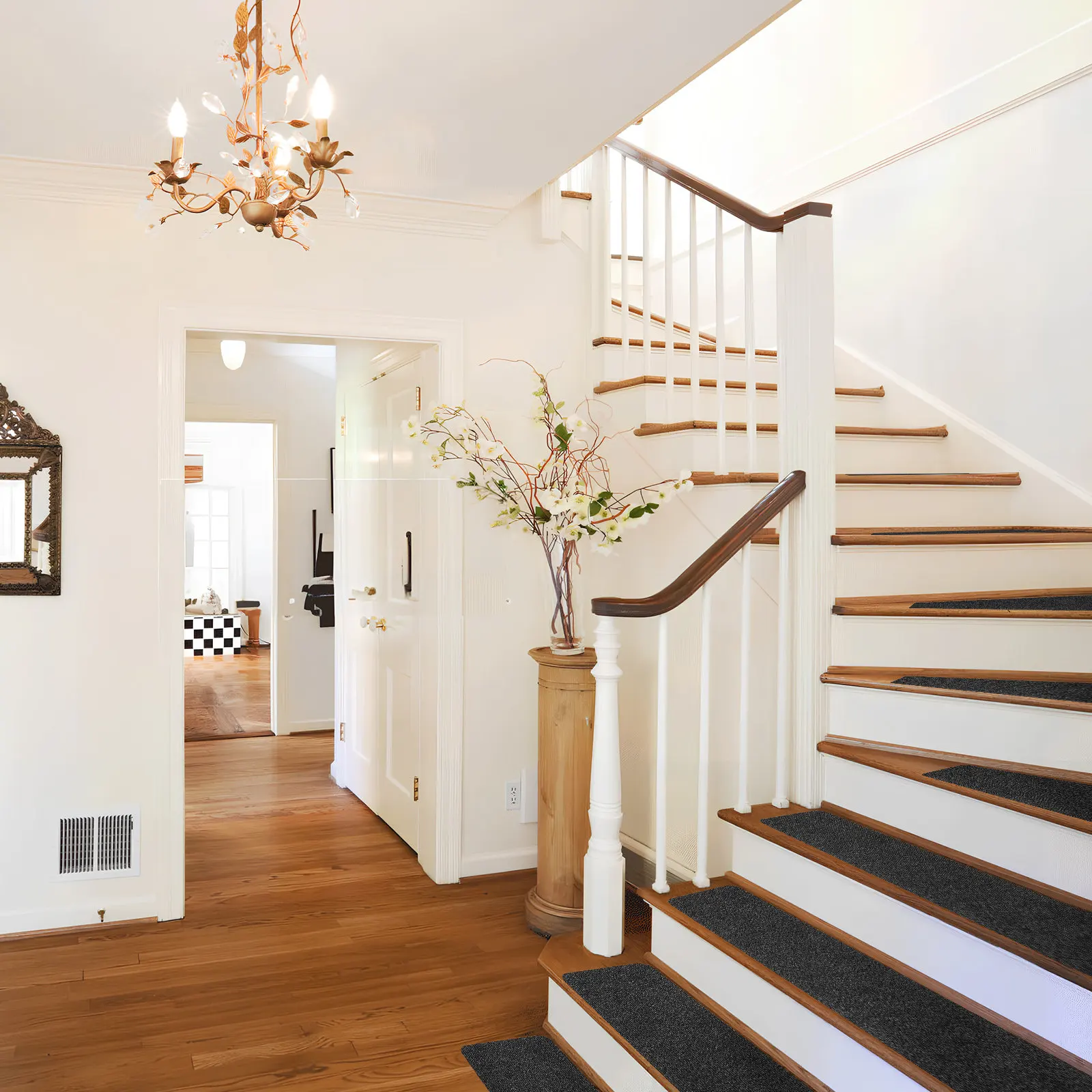 

15 шт. противоскользящих ковровых полос для лестниц, прочные полиэстеровые накладки для защиты деревянных ступеней, ковровая дорожка для лестниц