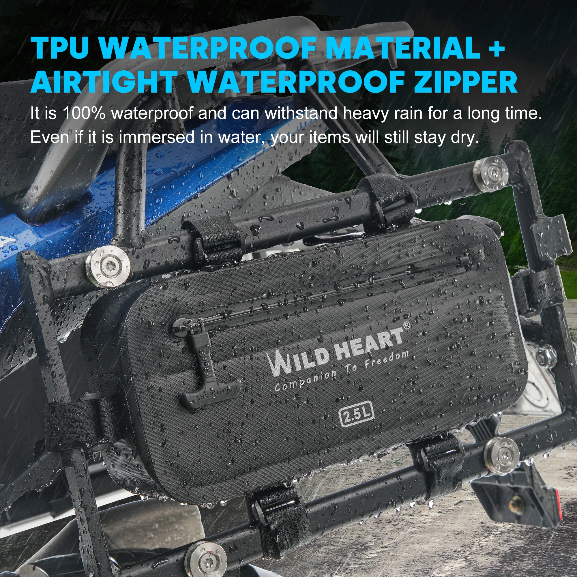 WILD HEART Motorcycle Side Tool Bag Fully Waterproof Hanging Bag Motorbike Accessories TPU Material