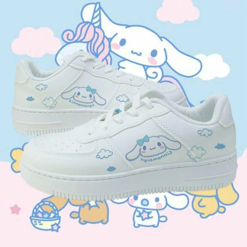 

2024 Sanrio Cinnamoroll Sneakers Kawaii Anime Print Board Shoes Spring Cartoon Sweet Cute Girls Shoes Non Slip Soft Bottom Gifts