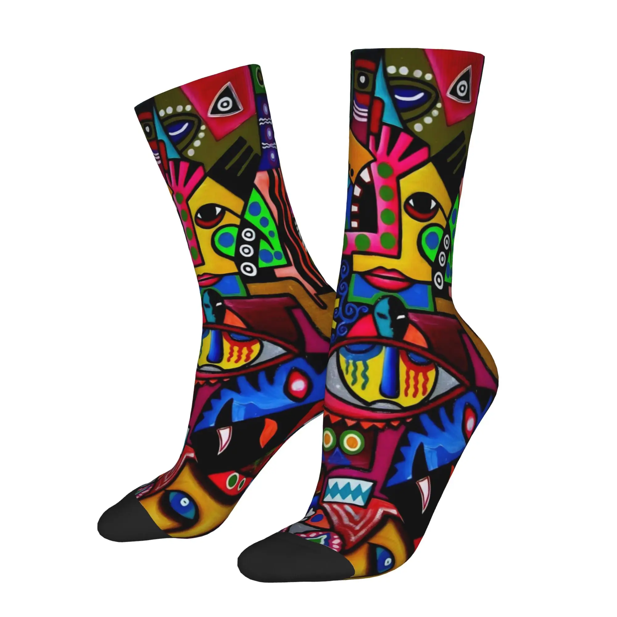Harajuku Women Men Socks Abstract Art Face Merch Warm  High Quality Socks All Season