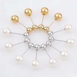 Factory Luxury Gold & Silver Plated Double Simulated Pearl Gold Alloy Brooch Pin DIY Lapel Dress Jewelry Brooches Accessories