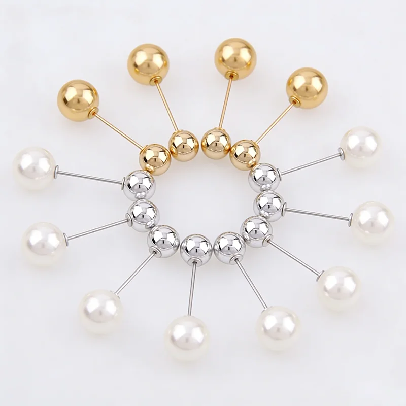 Factory Luxury Gold & Silver Plated Double Simulated Pearl Gold Alloy Brooch Pin DIY Lapel Dress Jewelry Brooches Accessories