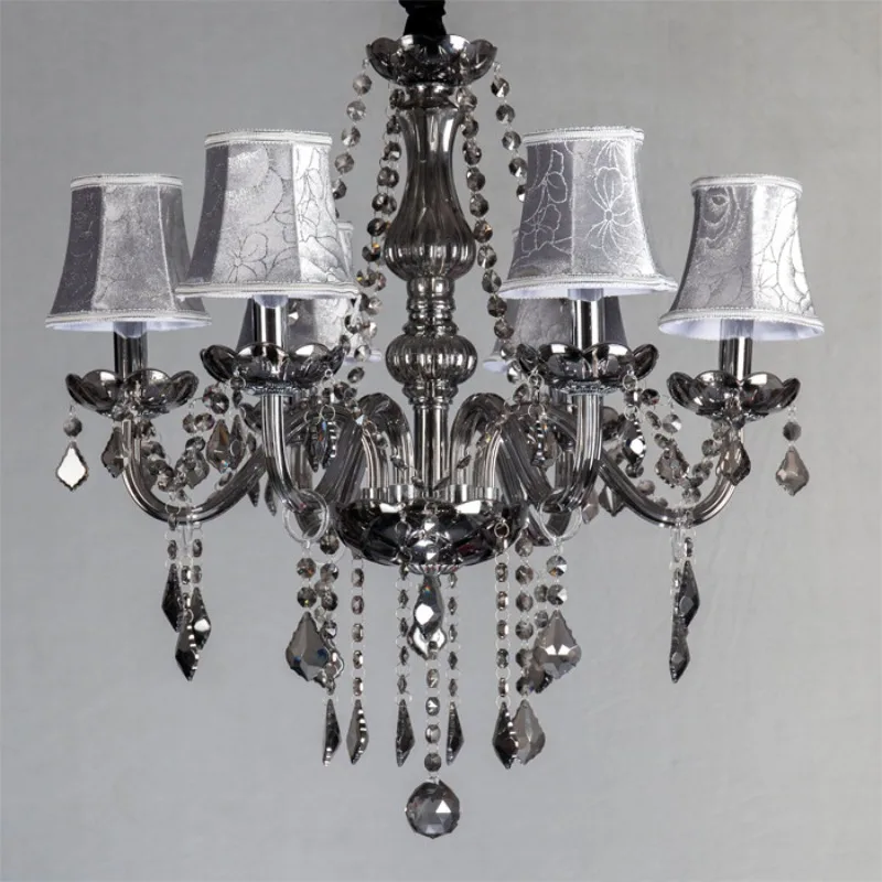 6 smoky gray crystal chandeliers, candle lights, glass lamps, hotel guest rooms, hotel KTV private rooms, exhibition halls,