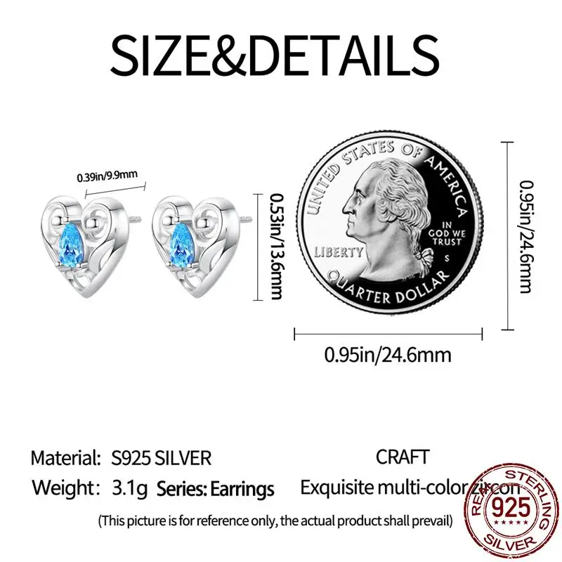 2023 New 925 Sterling Silver Simple Charms Inlaid Heart Gradient Earrings For Women Making Jewelry Gift Wedding Party Engagement