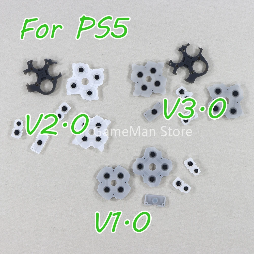 2 juegos de almohadillas de goma conductoras de silicona, botones de silicona, almohadilla D de goma para controlador Playstation 5 PS5 V1 V2 V3