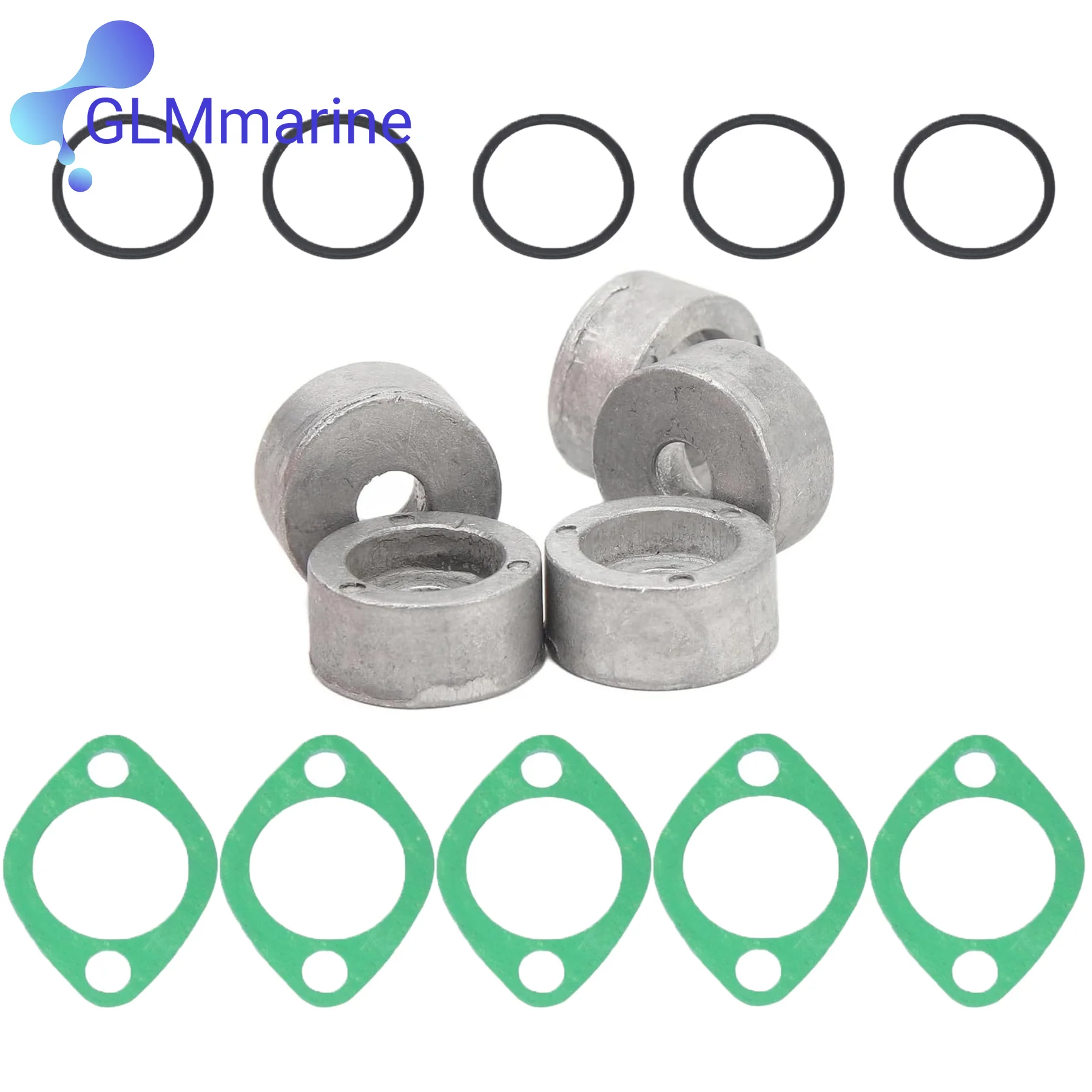 5 Sets 55321-87J00 Zinc Anode Kit with Gasket O-ring 09280-22019 11265-87E10 Fits Suzuki 4-300 HP Outboard Engines 55321-87J01
