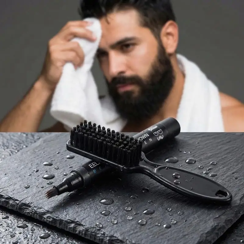 

Men 4 Prong Beard Filler Long Lasting Male Moustache Shape Pen Enhance Facial Hair Hair Pencil Repair Tools Beard Styling Tool