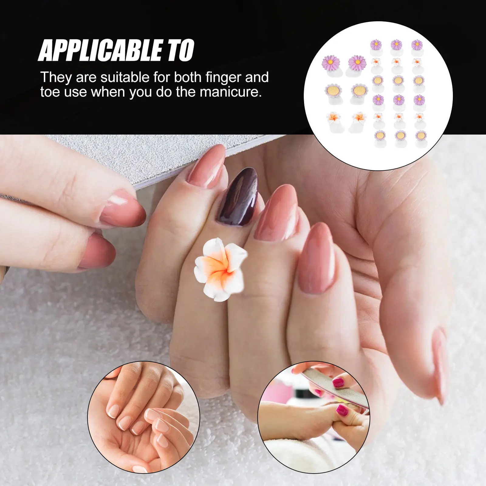 24Pcs Flower Silicone Toe Separators Reusable Soft Pedicure Toe Dividers for Nail Polish and Manicure Nail Supplies