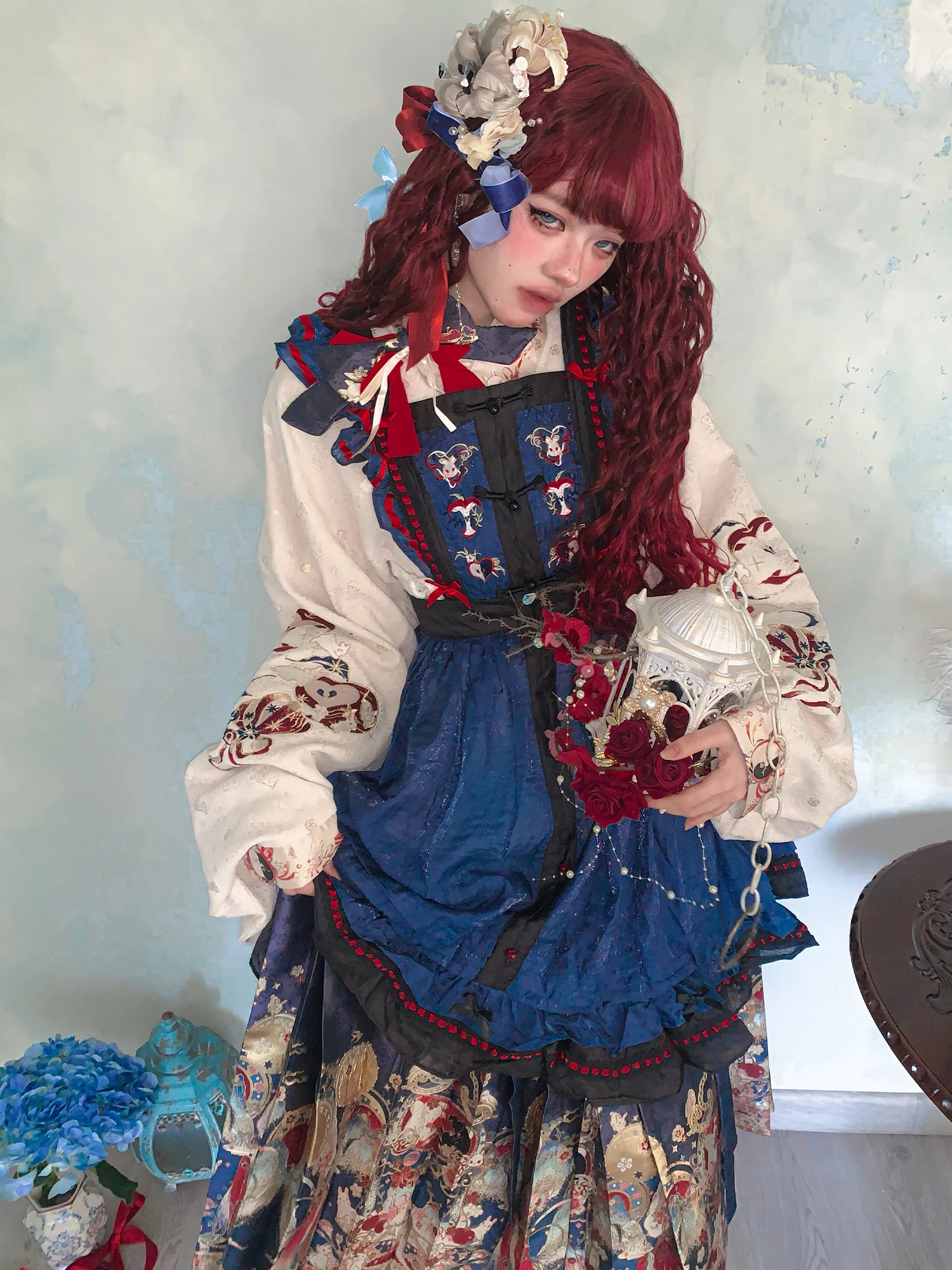 

New Arrival Hanfu Set Su an Rui Tu Golden Embroidery Ming Dynas Sle Fake Flower eup Face Skirt Women's Clothing