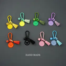 Cute Smiling Face Keychain Pendant Tassel Car Backpack Phone Key Chain Holder Hanger Keyring Buckle Gift for Friend Family Lover