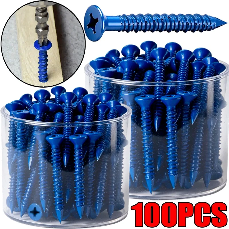 Flat Head Phillips Screws High Low Thread Pointed Countersunk Cement Screw Cement Block Installing Fasteners Hardware Supplies