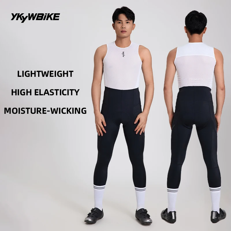 YKYWBIKE Men's Cycling Pants 15-25°C Spring Autumn PRO Bicycle Tights Road Bike Pants Italy Interface Padding 7 Hours Riding