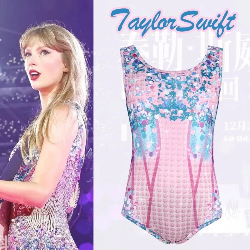 ชุดว่ายน้ำเด็ก LQGirls แบบชิ้นเดียว ประดับเลื่อม พิมพ์ลาย 3 มิติ ชุดบอดี้สูทสำหรับเด็ก แรงบันดาลใจจากชุดการแสดงของ Swift ชุดเลอทาร์ดสำหรับคอนเสิร์ต ชุดว่ายน้ำ