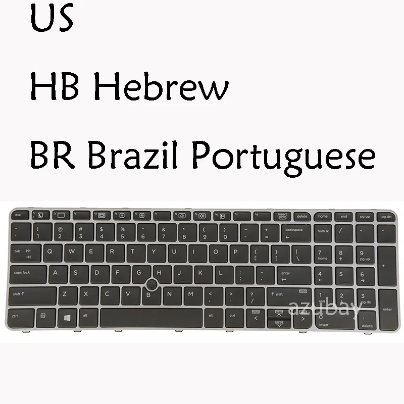 

Backlit Laptop Keyboard For HP 6037B0112711 836623-201 BRA 6037B0112724 HB US BR Silver QWERTZ QWERTY