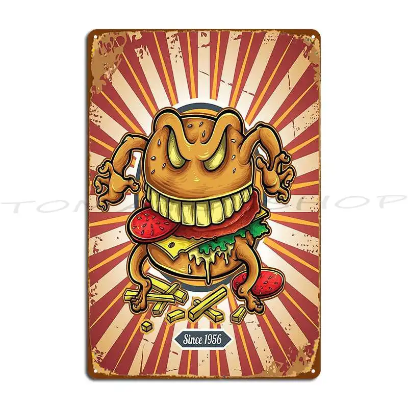 Burger Hamburger Cheese Burger Metal Sign Poster Party Club Design Garage Iron Tin Sign Poster