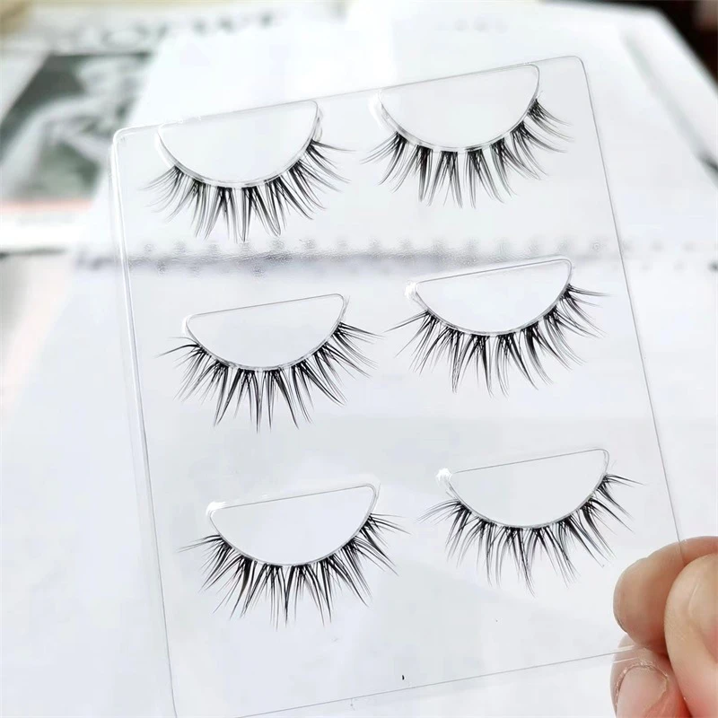 3Pair Natural Long 3D Mink Lashes Soft Short Faux Cils Handmade Fake Lashes Makeup Tool Little Devil Eyelash Extension maquiagem