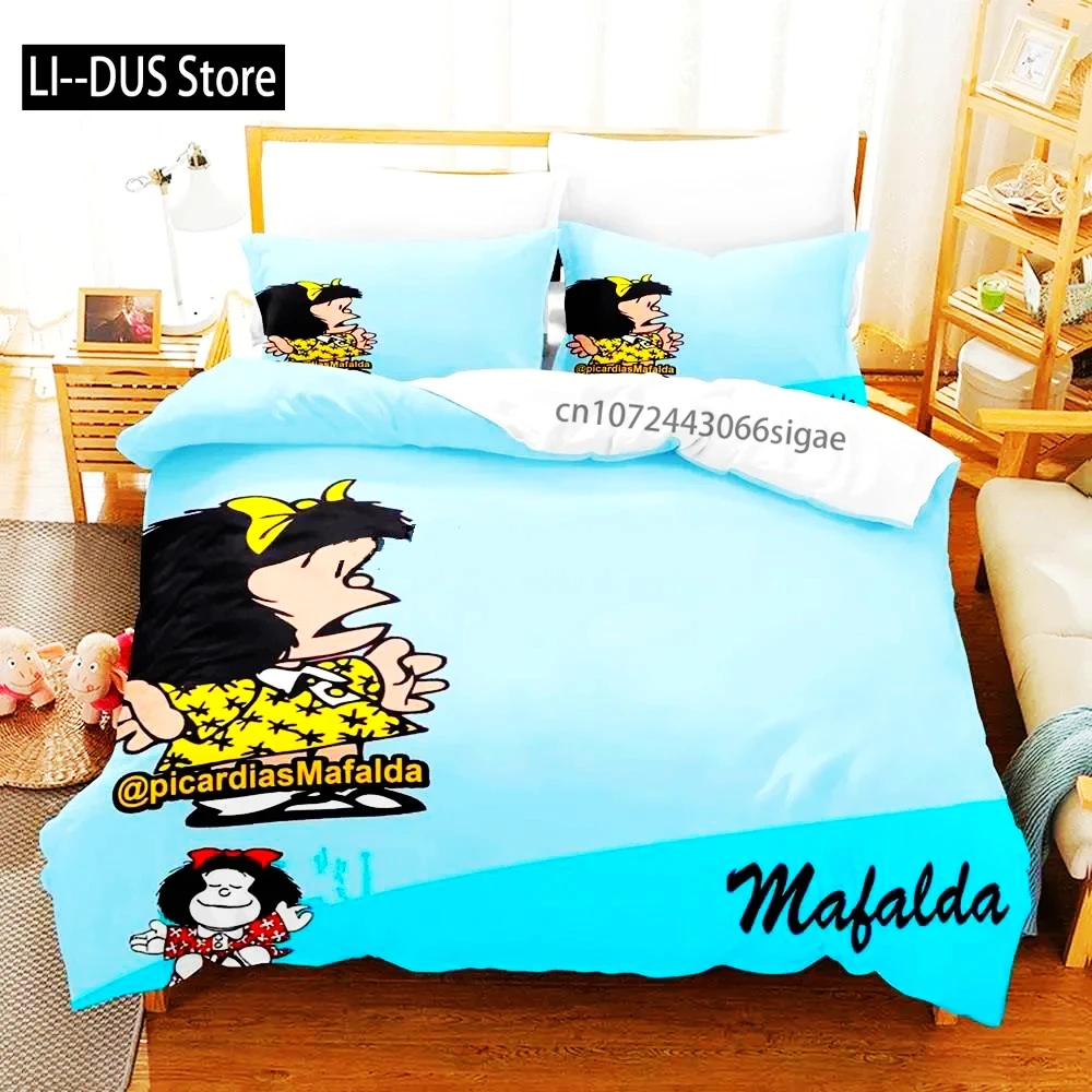 Mafalda Boys Bedroom Bedding Single Twin Full Queen King Size Aldult Duvetcover 3D Anime Bed Sheet Set 2024 Quilt Cover Pillowca