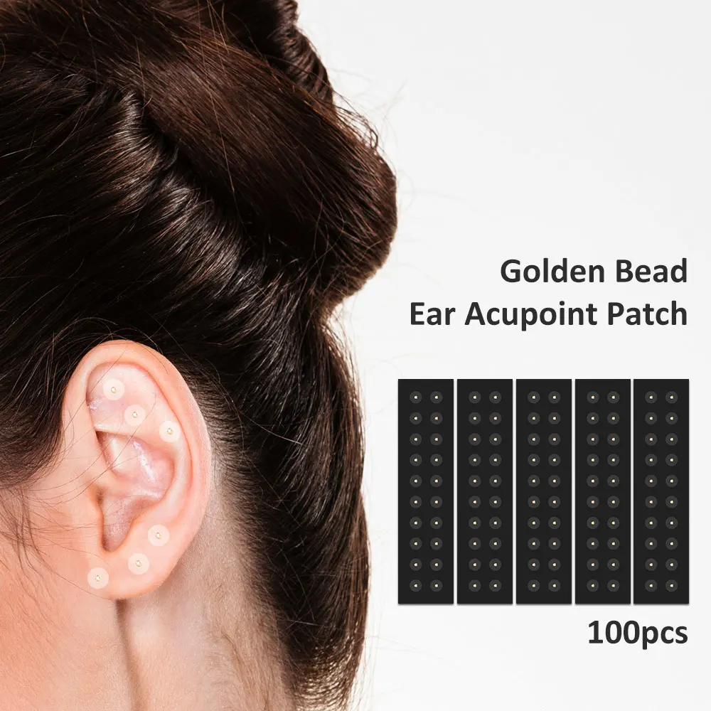 100PCS Ear Seeds Acupuncture Kit, Auricular Sticker Kit with Ears Seed Acupressure Ear Chart Massage Auricular Auriculotherapy