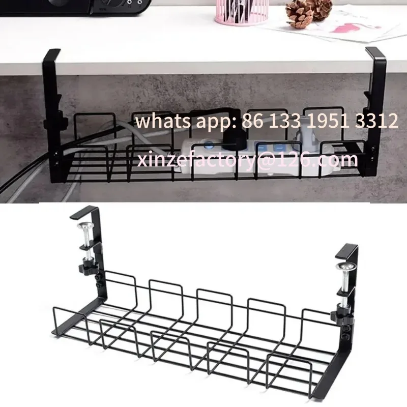 

Customizable Under Table Storage Rack Metal Cable Management Tray Home Office Desk Wire Organizer No Punching Kitchen Storage Ac