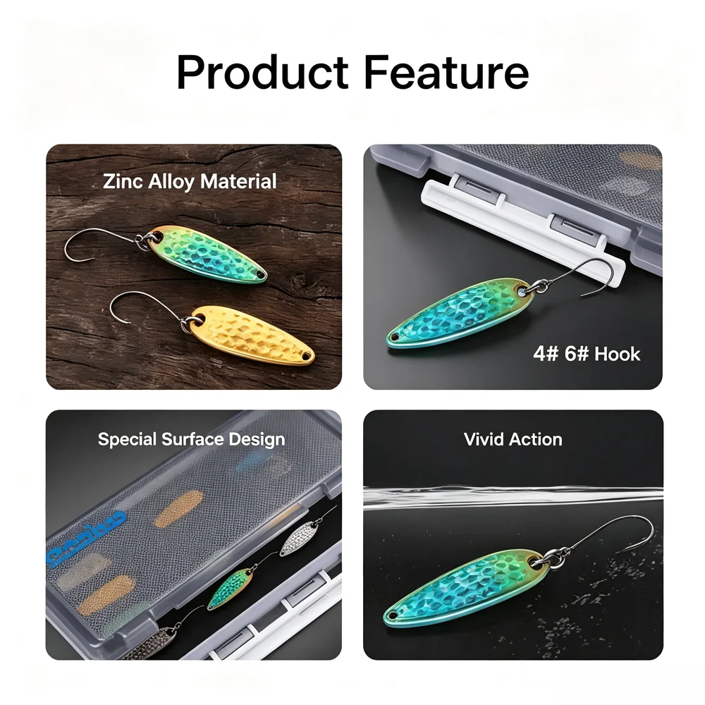 12pcs Zinc Alloy Metal Spoon Lures Set 2.5g 3.5g 5g for Pale Chub Fishing Bait Kit for Trout Bass Small Hard Sequins Spinner view 6