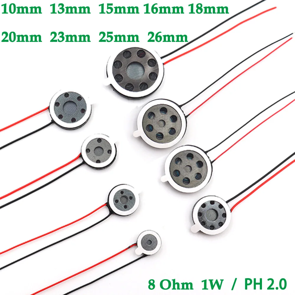 10mm/13mm/15mm/16m/18mm/20mm/23mm/25mm/26mm 8R 8 Ohms 1W Speaker Loudspeaker Audio for Tablet DIY Phone Computer Trumpet Horn