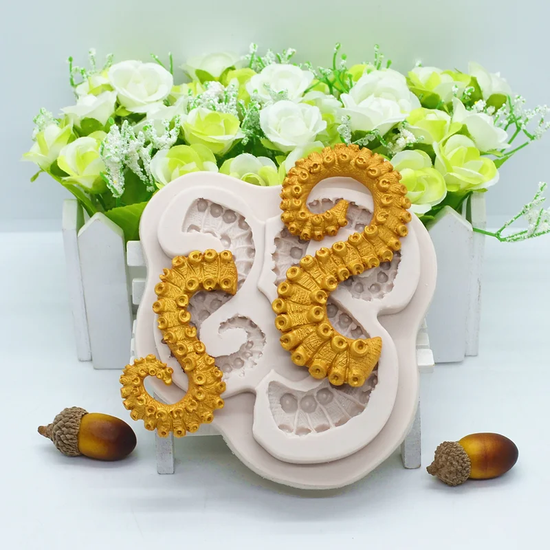 Tentacles Octopus Resin Silicone Mold Kitchen Baking Tool Cake Chocolate Lace Decoration DIY Design Pastry Dessert Fondant Mould