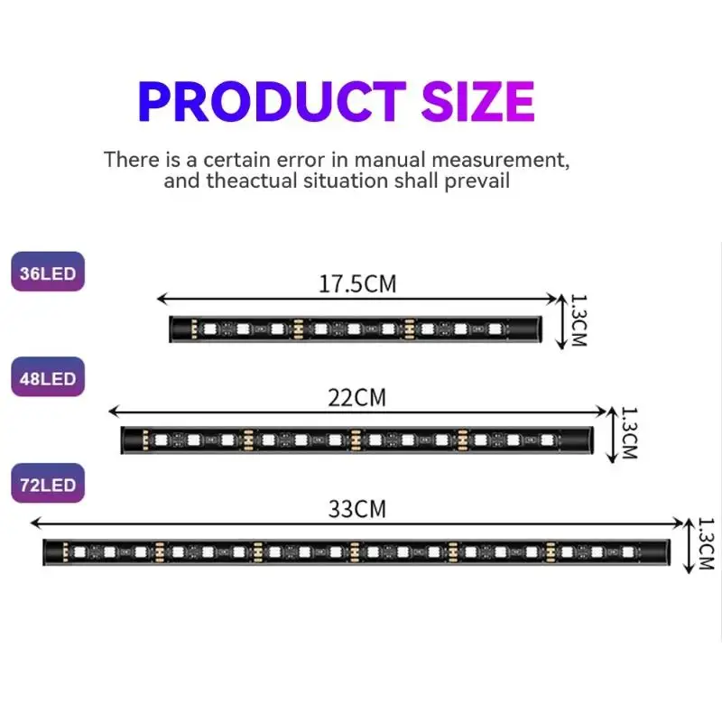 Car USB LED Atmosphere Strip 7 RGB Colors APP Remote Control Dimmable Light for Auto Interior Home Decor
