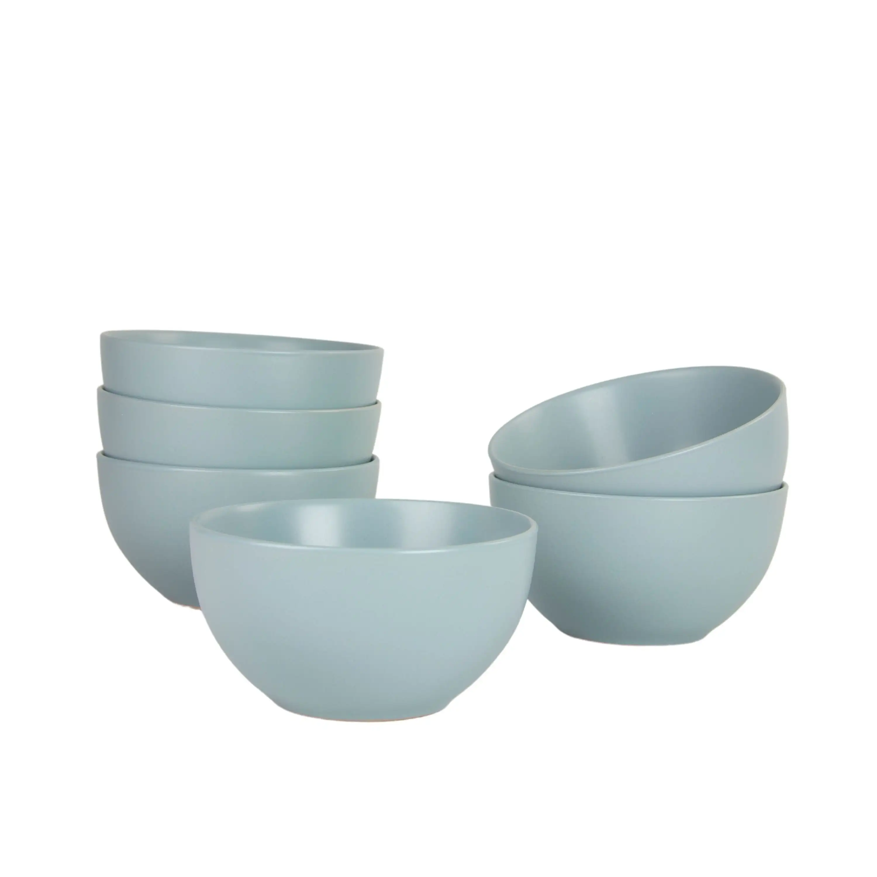 Matte Finish Cereal Bowl 5.5 Inch 20 Ounce Set of Six Mineral Blue