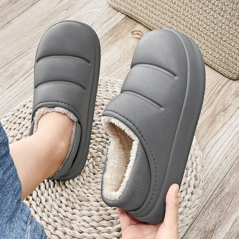 Home Cotton Shoes Men and Women Winter Slippers Fur Slippers Warm Fuzzy Plush Garden Clogs Mules Slippers Indoor Couple Slippers