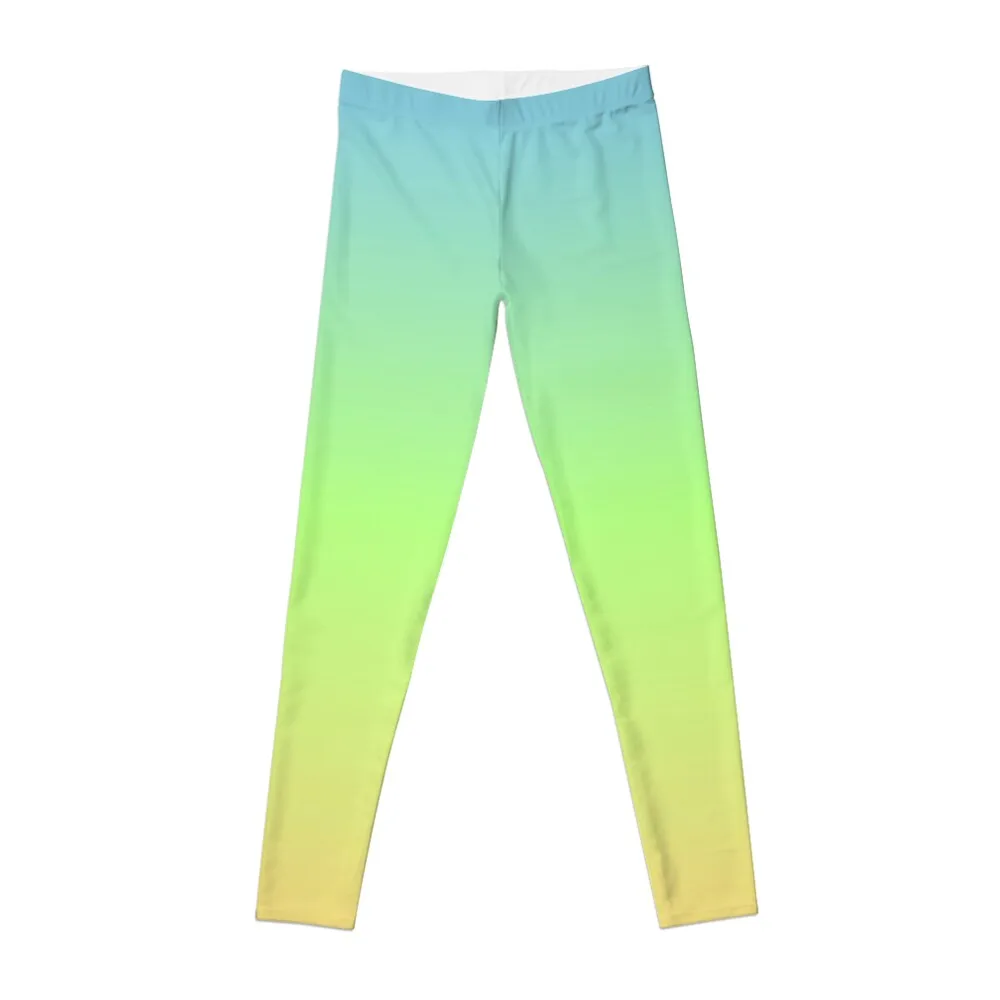 Pastello blu verde e giallo Ombre Leggings sfumati pantaloni abbigliamento Fitness Leggings sportivi da donna da donna