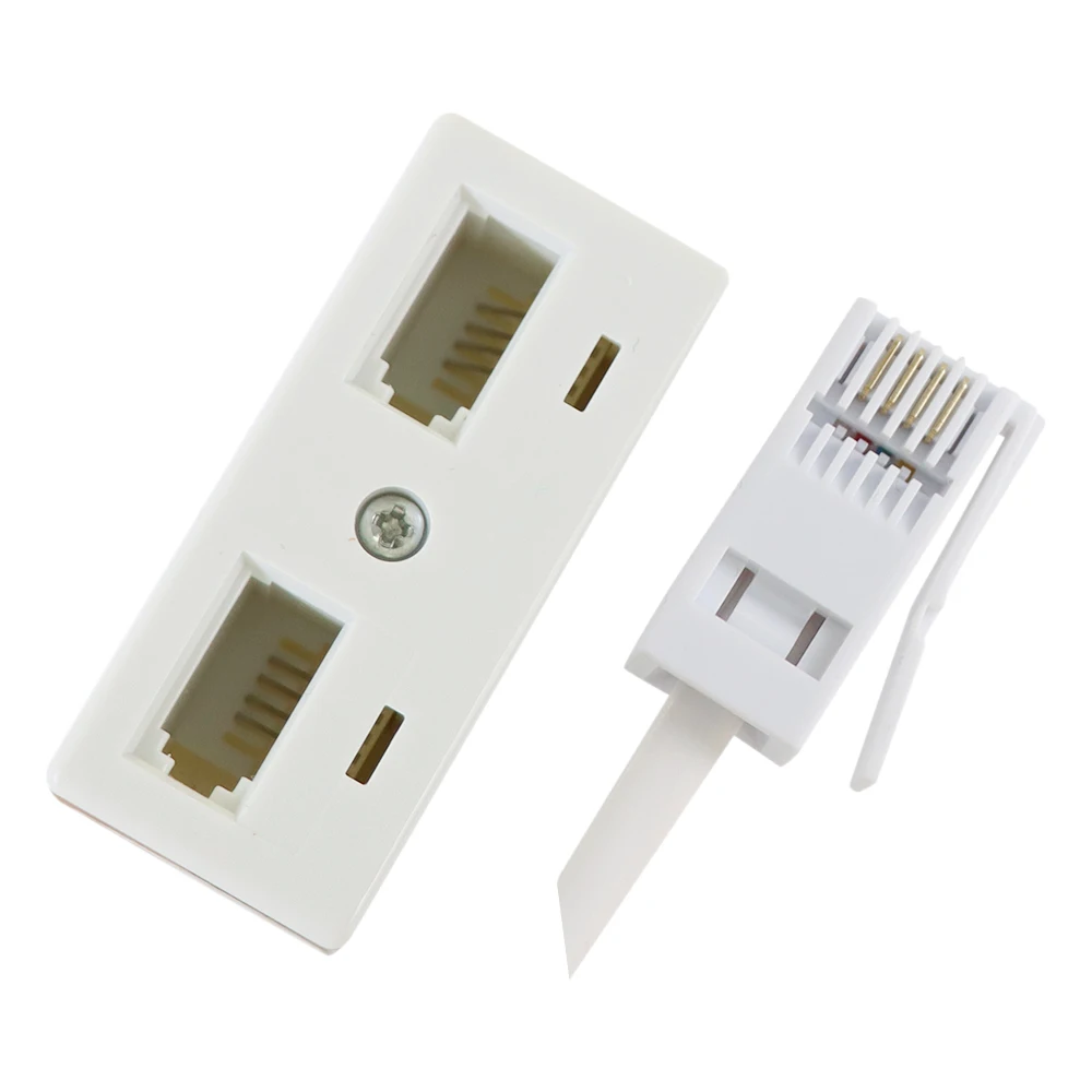 RJ11 Male to Dual UK BT Female Telephone Socket Convertor 1 divided 2 for British telephone &Hong Kong British Telephone Adapter