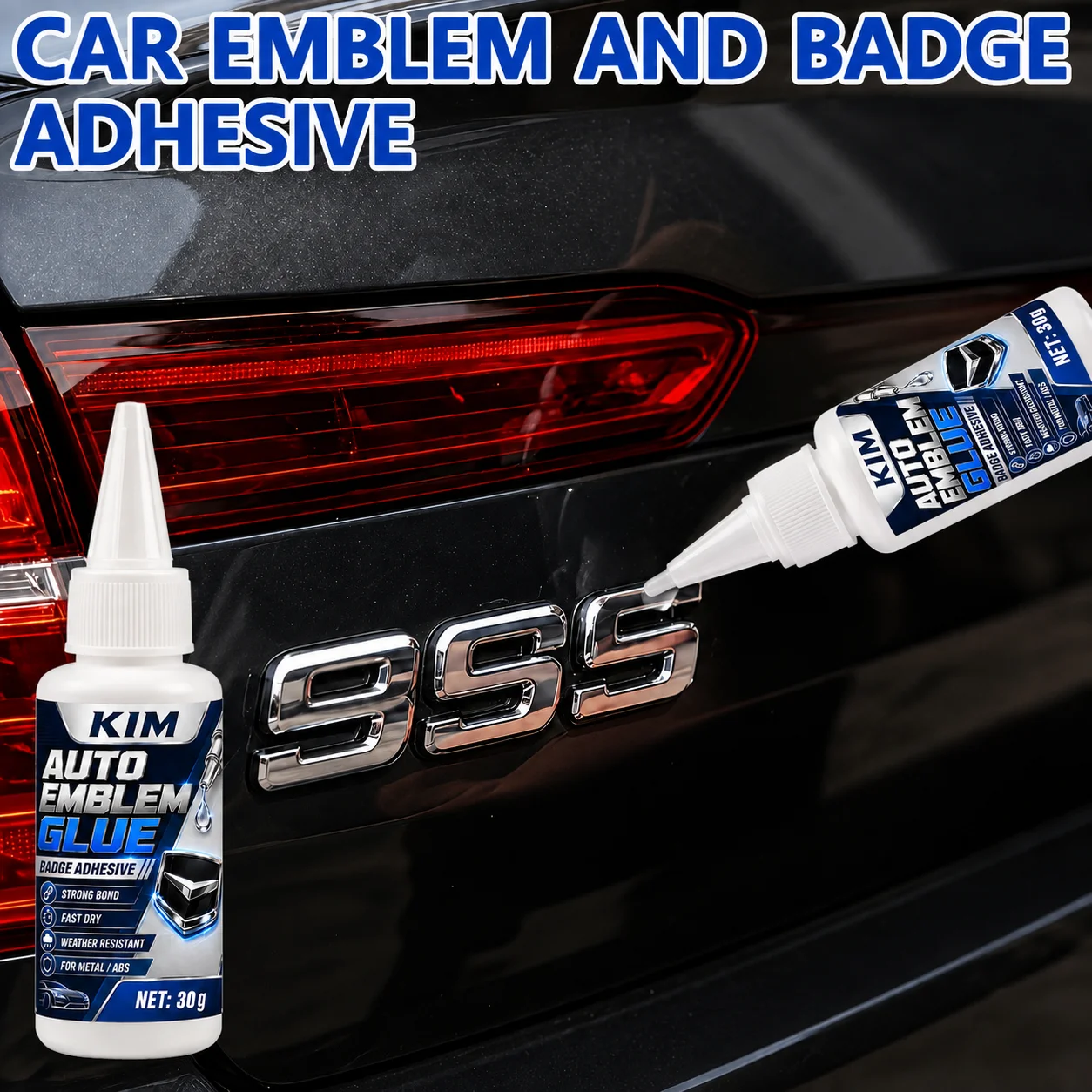 KIM Car Badge Adhesive For Rear Emblem Letter Number Logo Strong Fast Dry Glue Metal Plastic Resin Exterior Trim