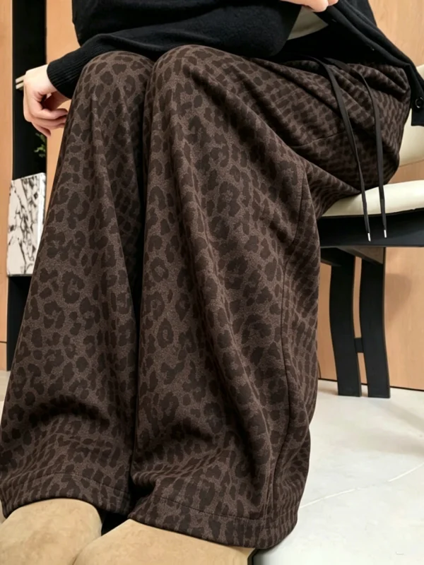 Fashionable Leopard Print Banana Pants High Waist Wide Leg Pants Women's Autumn New Style Casual Trousers Korean Style