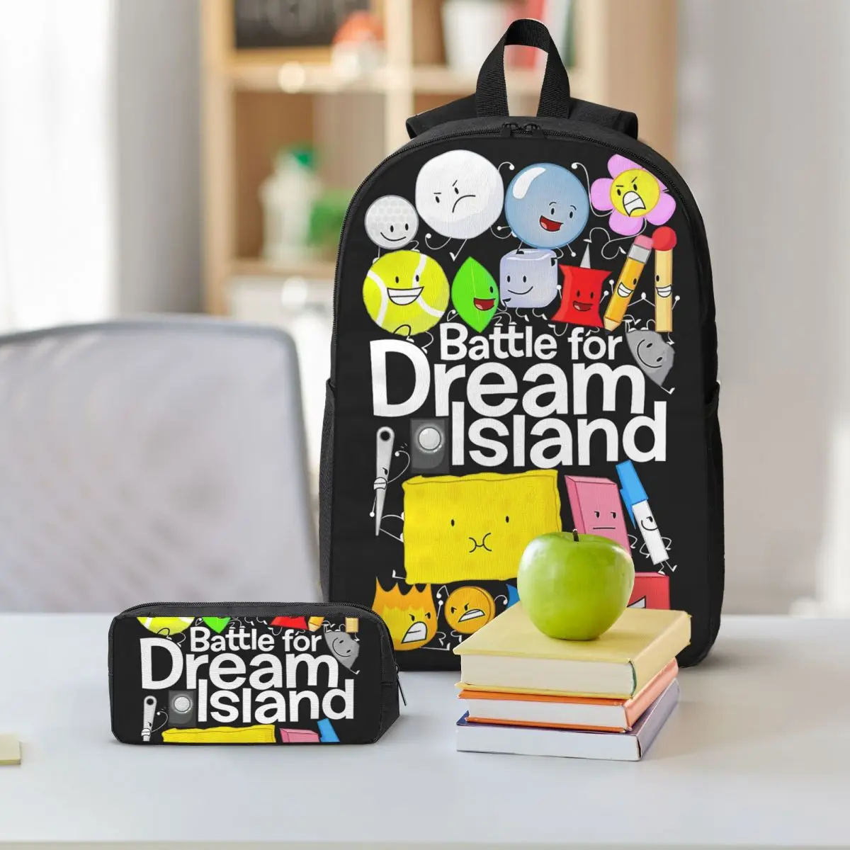 BFDI Poster Backpack Boys Girls BookBag School Bag Shoulder Bags 3ps Insulated Lunch Bag Pencil Case