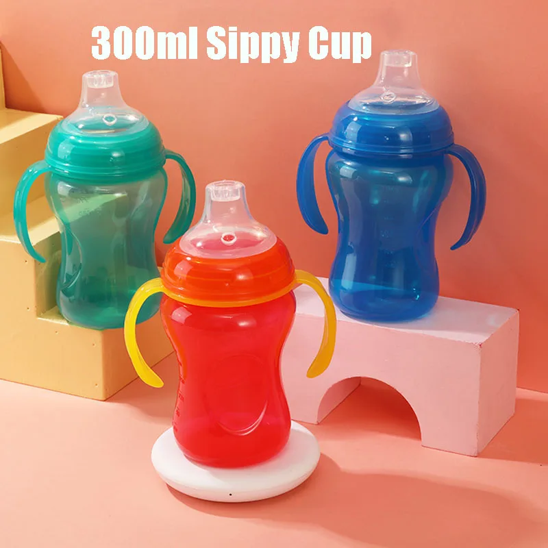 No Spill Toddler Sippy Cups With Two Handle 300ml Children Drinking Water Bottle Easy and Firm Grip Baby Feeding Cup