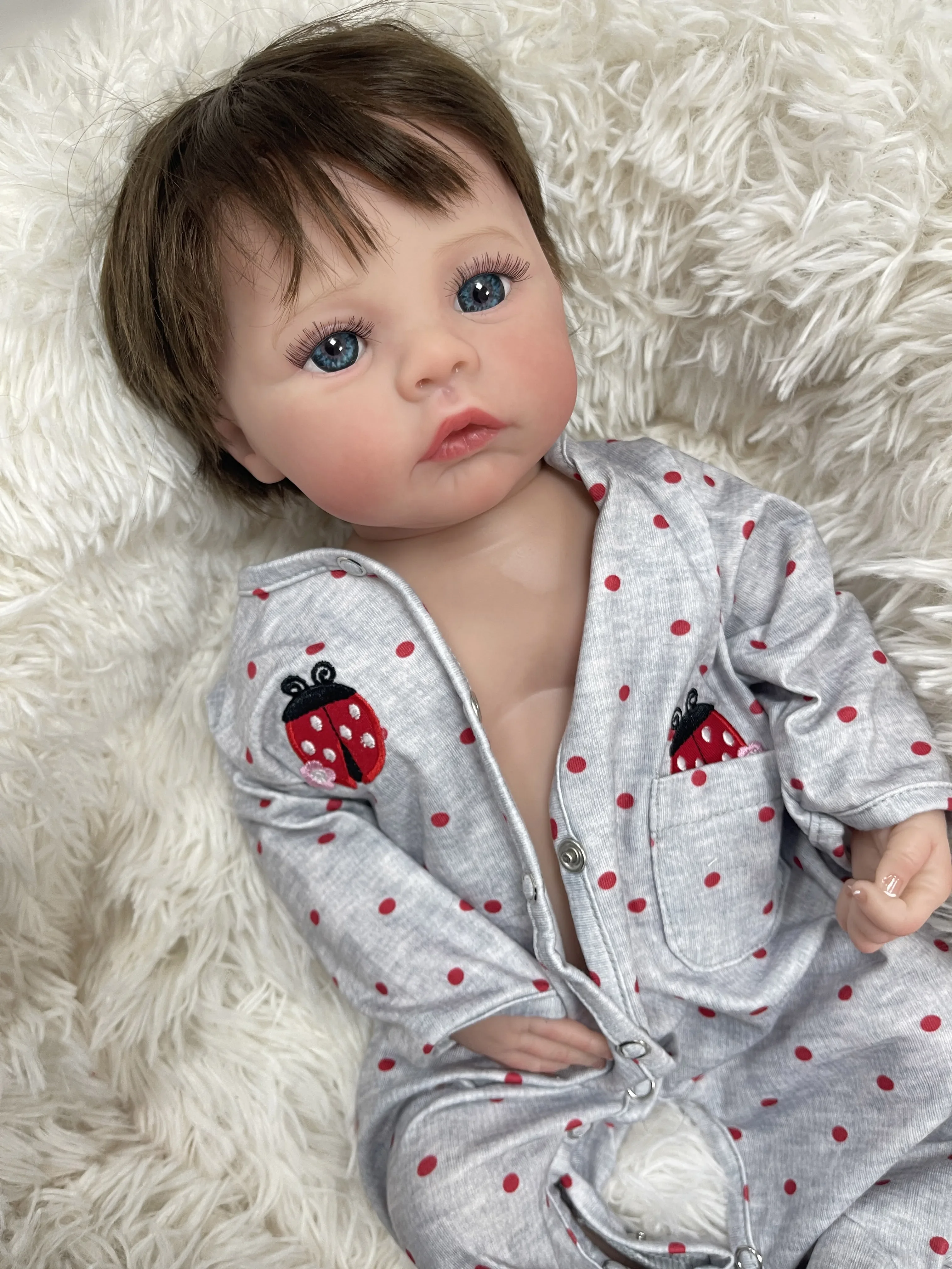 18inch Meadow Cloth Body/Full Vinyl Body Already Finished Paint Lifelike Reborn Doll with Visbile Veins Hand Rooted Hair