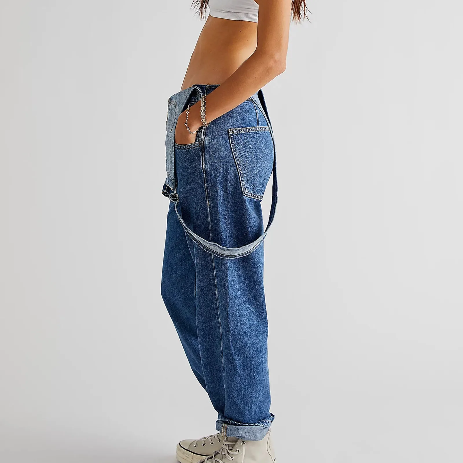 Vintage Denim Jumpsuits Women Summer 2023 Korean Style Pants Loose Wide Leg Jumpsuits Tide Casual All Match Women Jeans