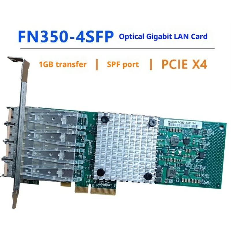 

Original FN350-4SFP network interface card Quad optical port Gigabit SPF pcie x4 92F4068 1G network interface card