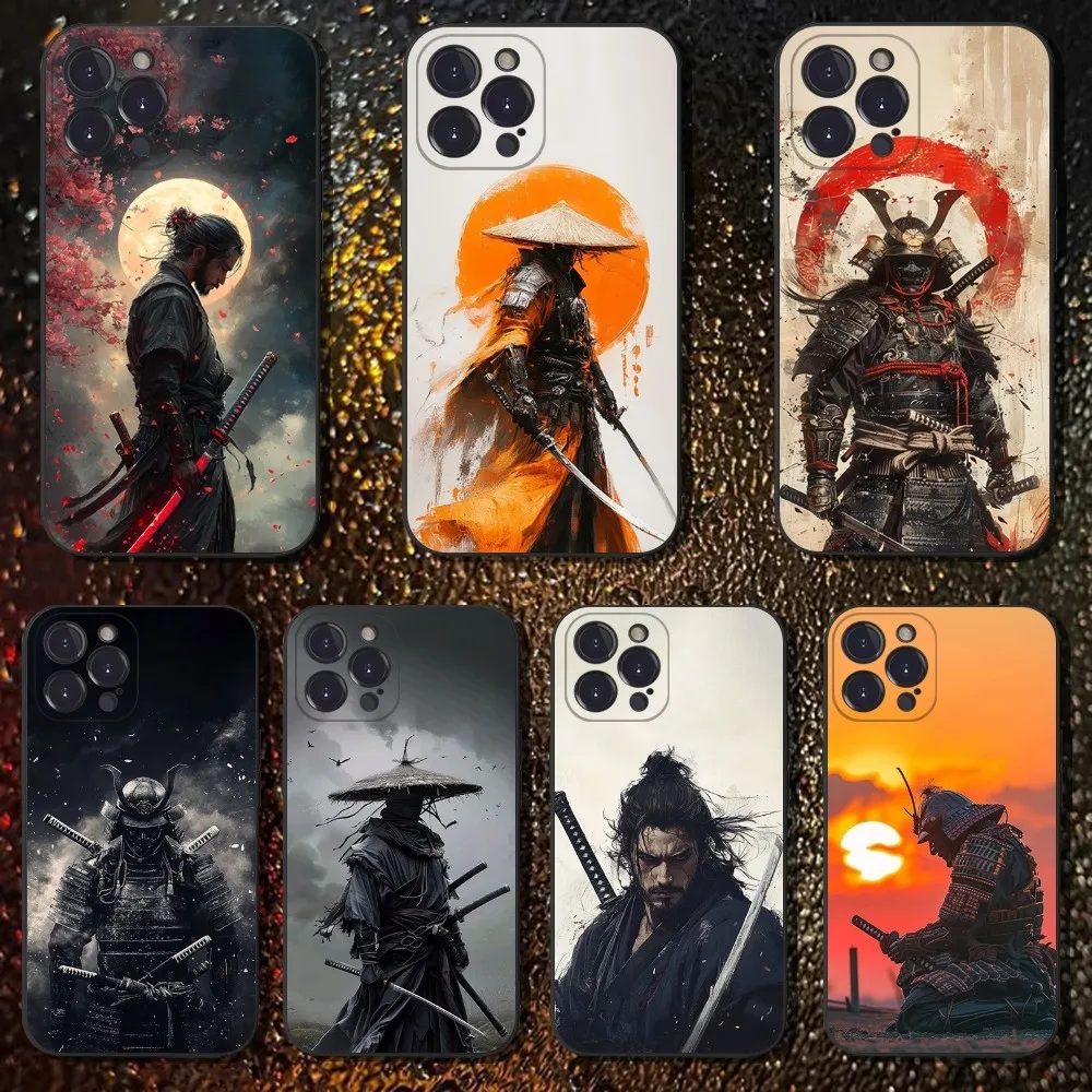 

Japanese Bushido Samurai Phone Case For iPhone 16,15,14,13,12,11 Plus,Pro Max,XS,X,XR,SE,Mini,8,7,Soft Silicone Black Cover