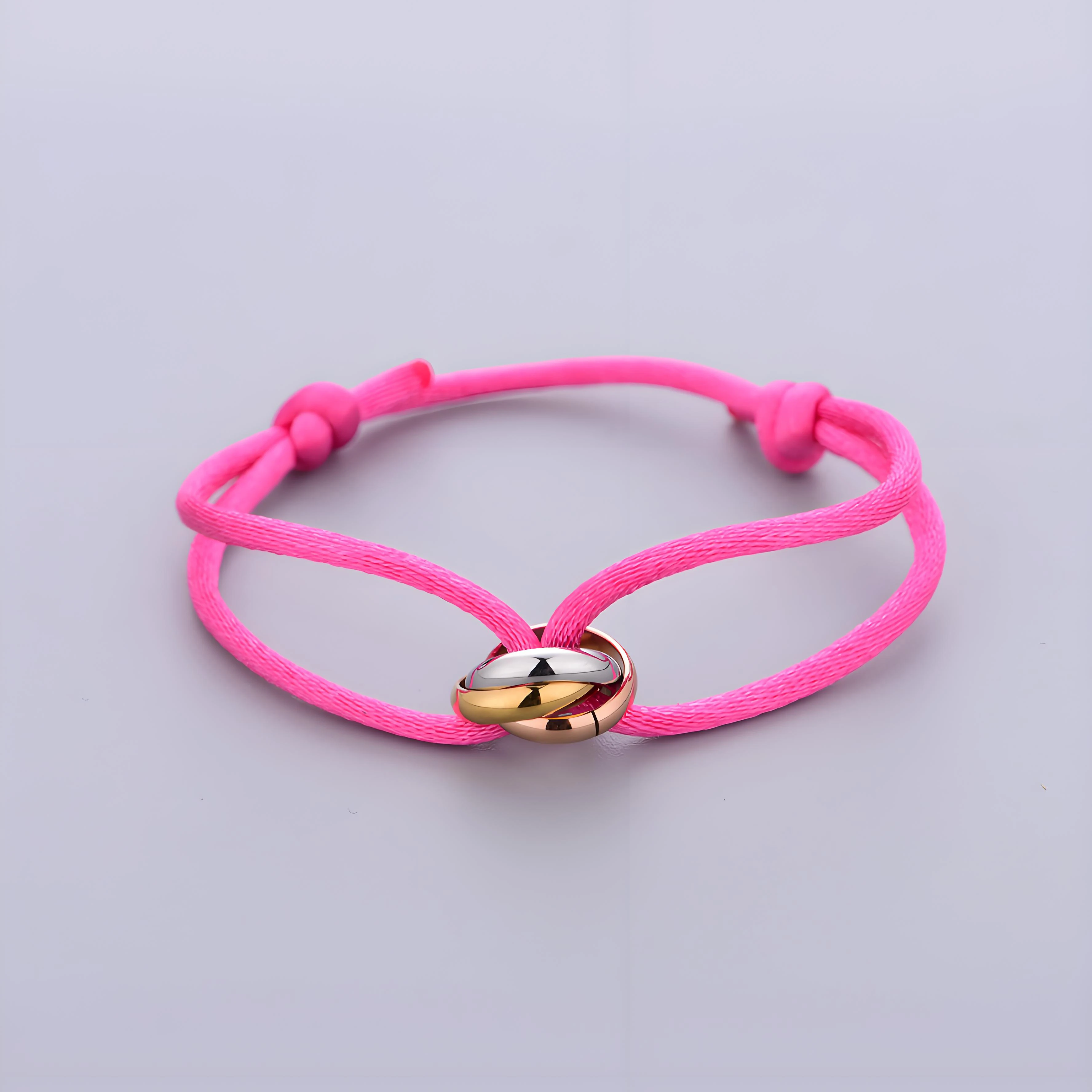 Trinity-Armband, Edelstahl, Kreis, Damen-Armband, verschiedene Farben des Seils, klassisch, beliebt, dreifarbig, Farbverlauf, Schmuck