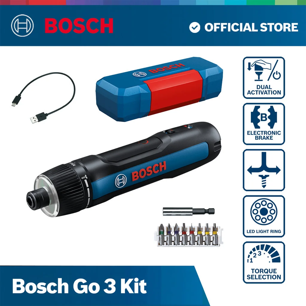 Bosch Go 3 Kit Professional Go3 Cordless Electric Screwdriver 3.6V Rechargeable Variable Speed Torque Mini Screwdriver