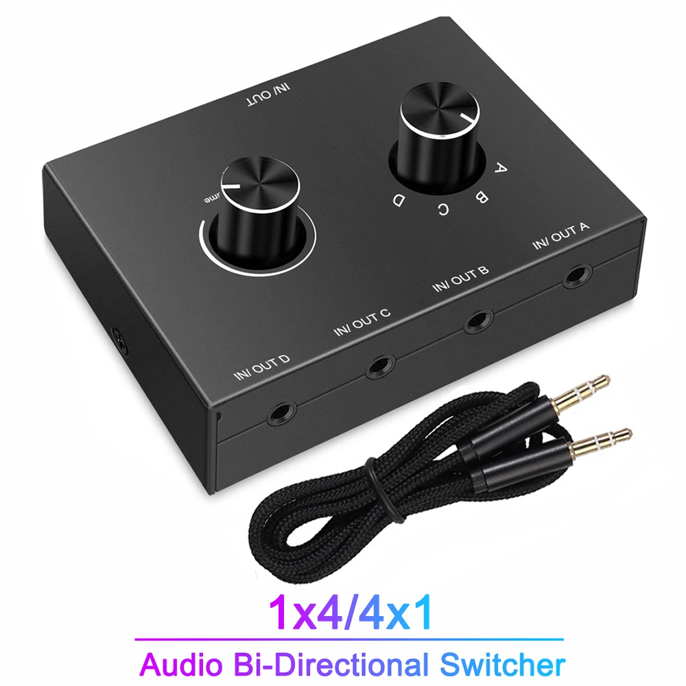 2 portowy/4 portowy przełącznik Audio Stereo Audio przejsciówka 3.5mm przełącznik Mini słuchawki 2x1/1x2 4x1/1x4 dwukierunkowy przełącznik