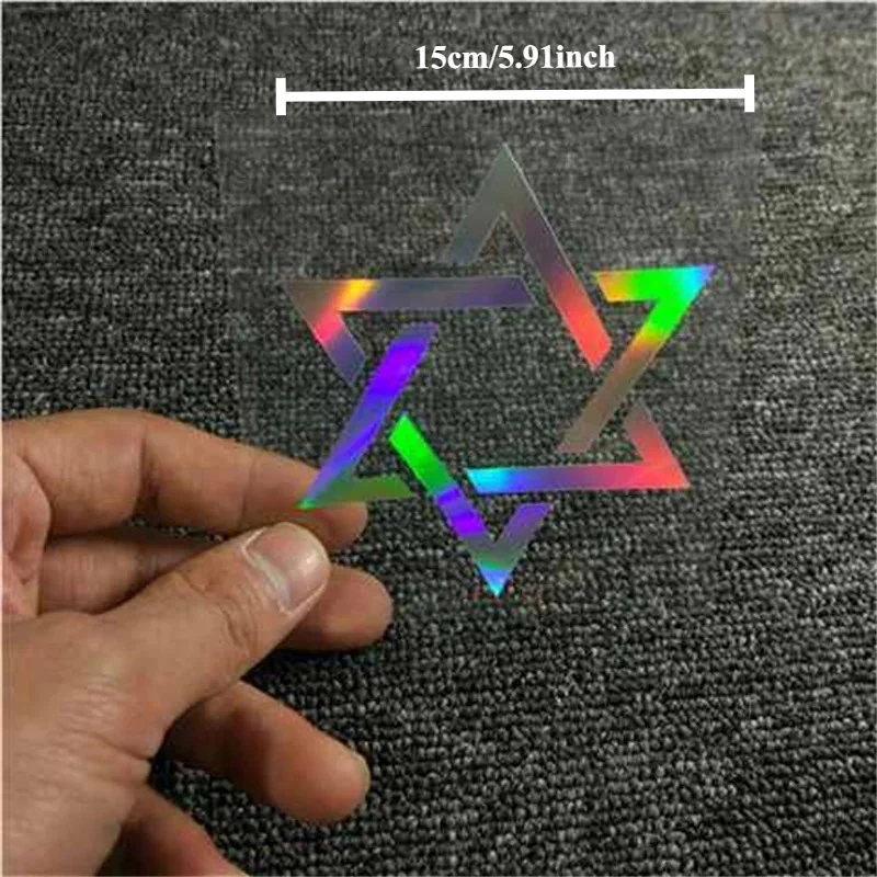 Stiker kepribadian mobil bintang enam cabang laser tujuh warna hf modifikasi lampu depan sepeda motor penutup goresan