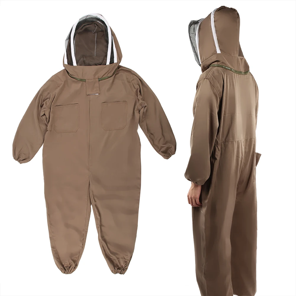 Bee Suit Beekeeper Supplies Light Brown High Definition Veil One Piece Beekeeper Protective Suit for Beekeepers for Beekeeping