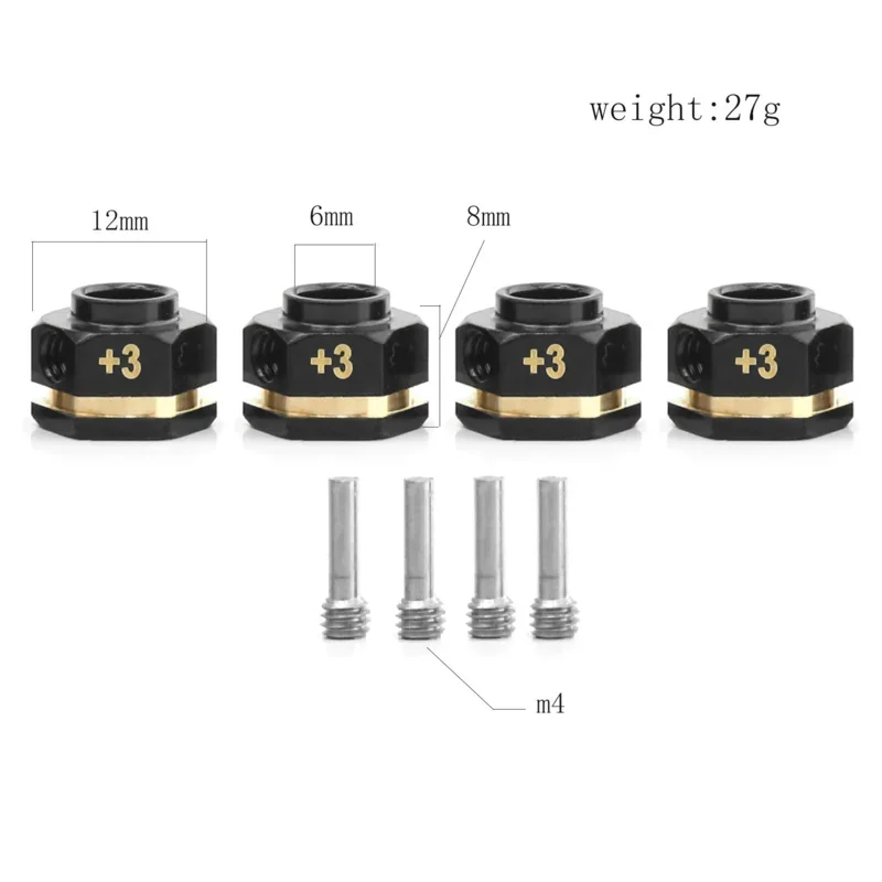 

RC Brass Spacers Wheel Hex Hub Extenders For TRX4 TRX6 Wheels Extension Hex Drive Adapter( Thickness)