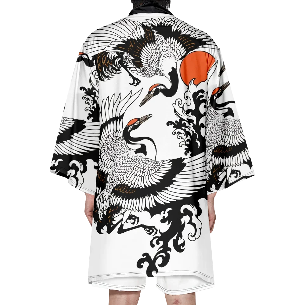 

Summer Long Kimonos Japanese Fashion Men's Kimono Cardigan Anime Cosplay Samurai Kimono Bathrobe Elegant Jacket Haori Cloak